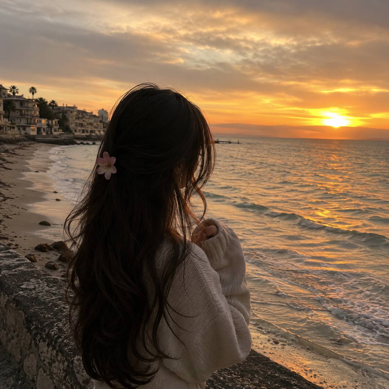 Aesthetic pfp Profile Picture at Sunset on the Beach
