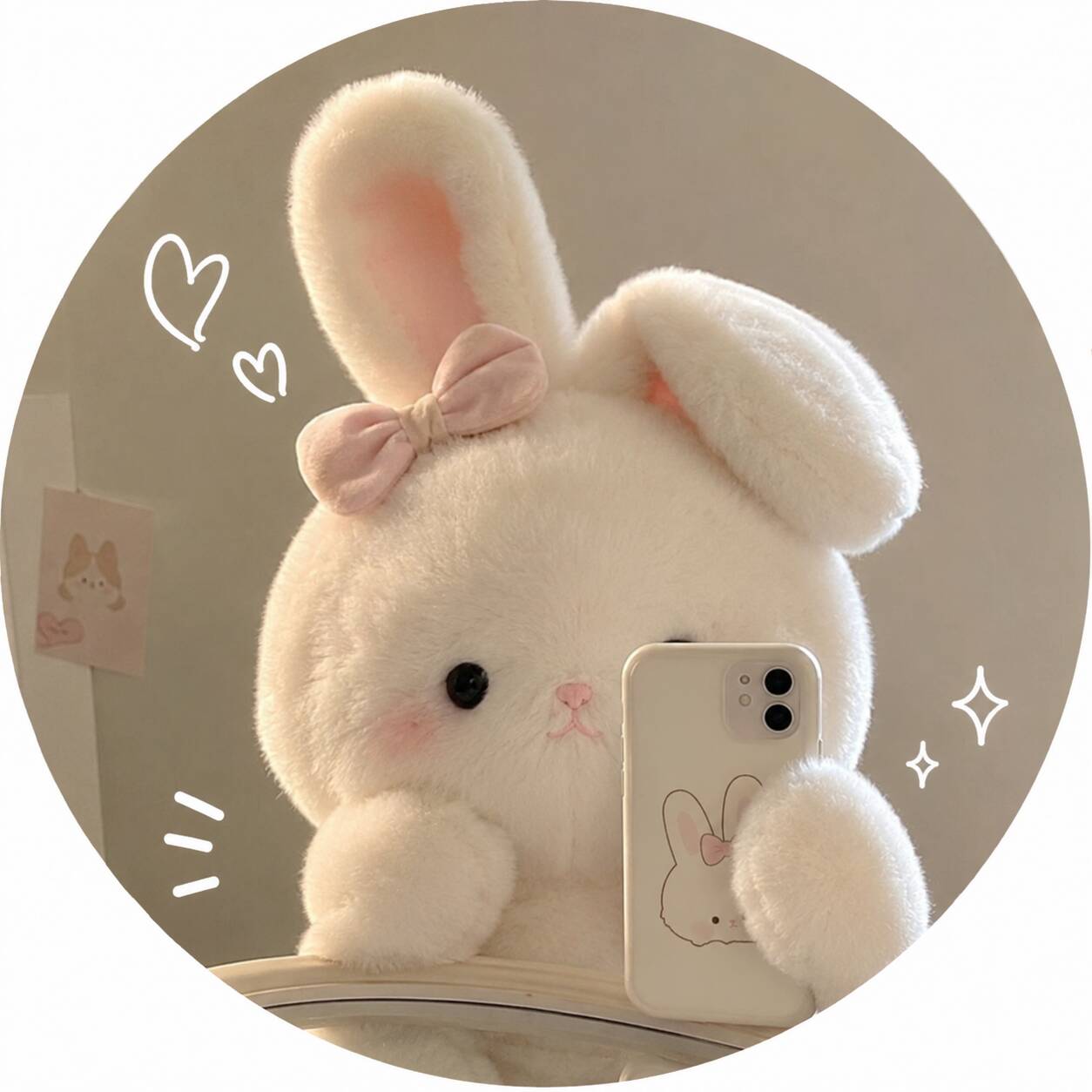 Aesthetic pfp Profile Picture of Cute Bunny with Mirror