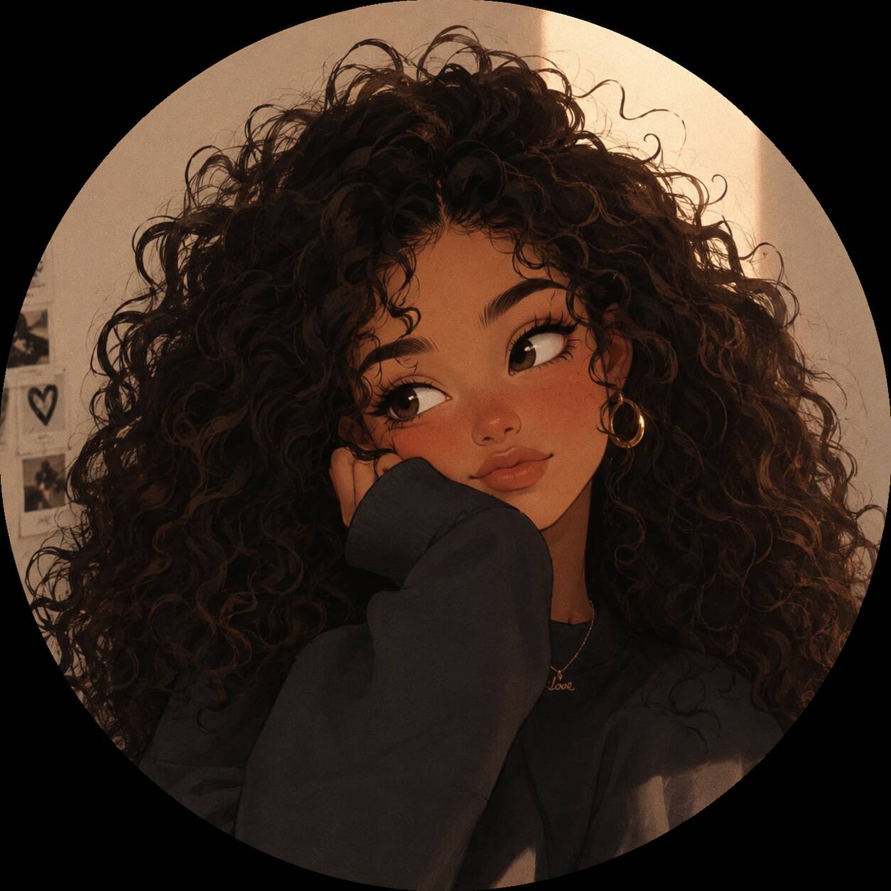 Aesthetic pfp Profile Picture of Girl with Curly Hair