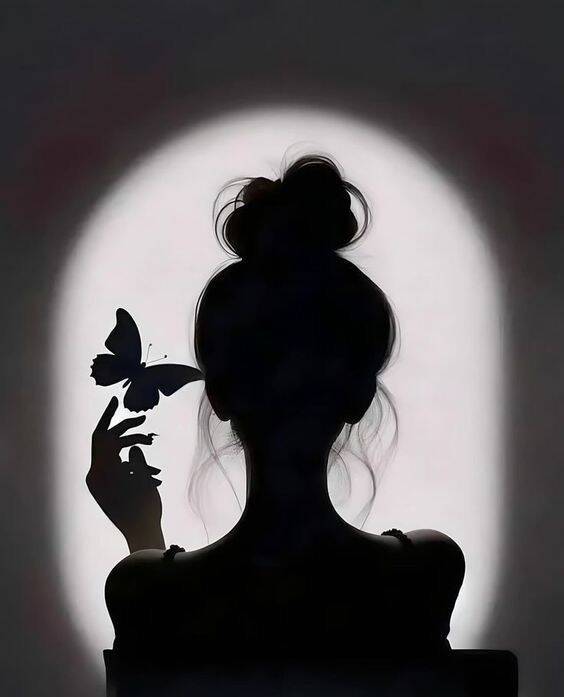 Aesthetic pfp Profile Picture Silhouette with Butterfly