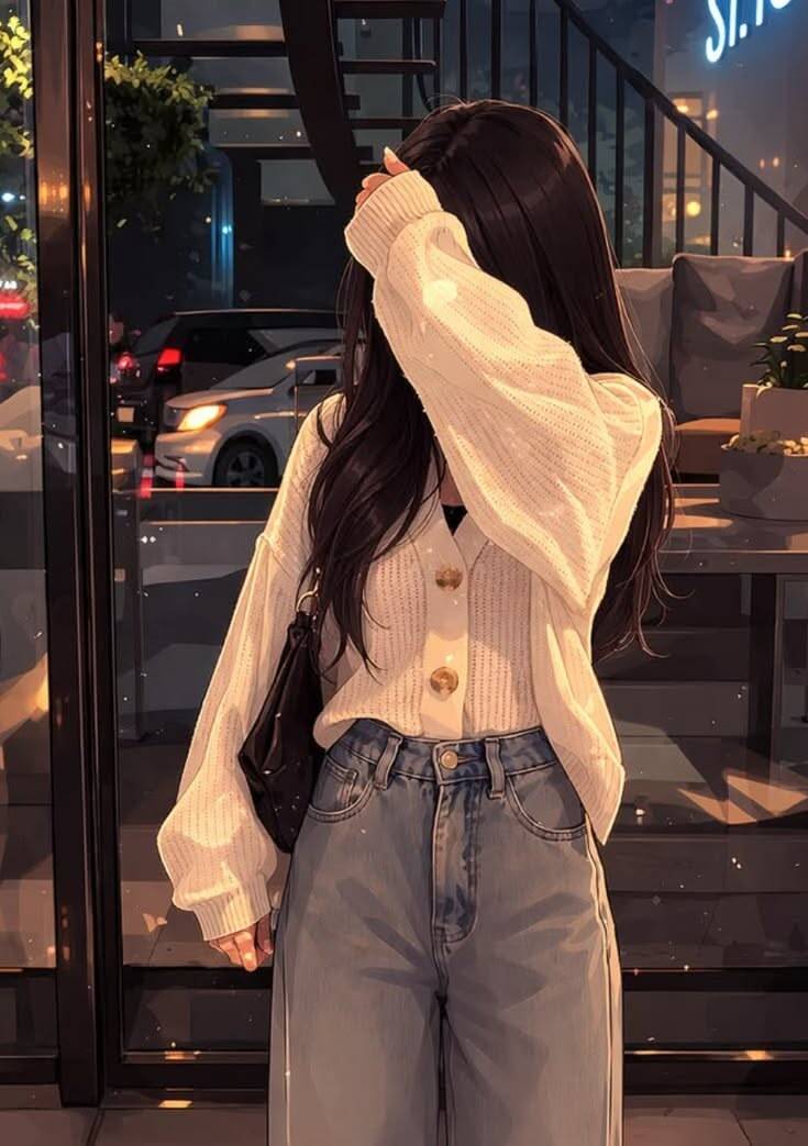 Aesthetic pfp Profile Picture with Sweater and Jeans