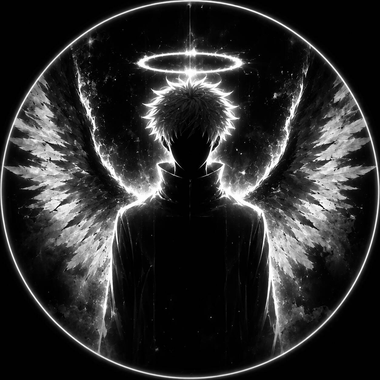 Black pfp Profile Picture of Angel with Wings