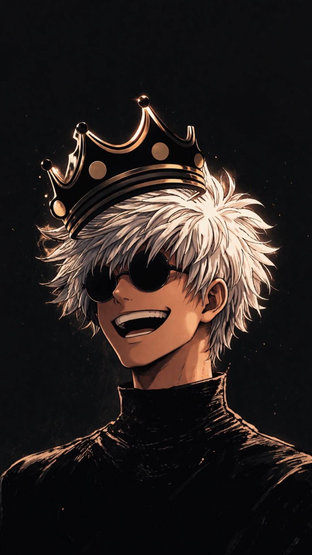 Anime Boy pfp Profile Picture with White Hair and Crown