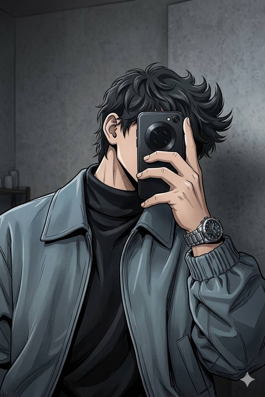 Anime Boy pfp Profile Picture with Black Hair and Jacket