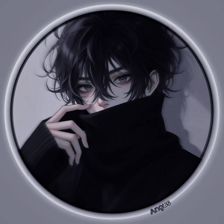 Anime Boy pfp Profile Picture with Black Hair and Red Eyes