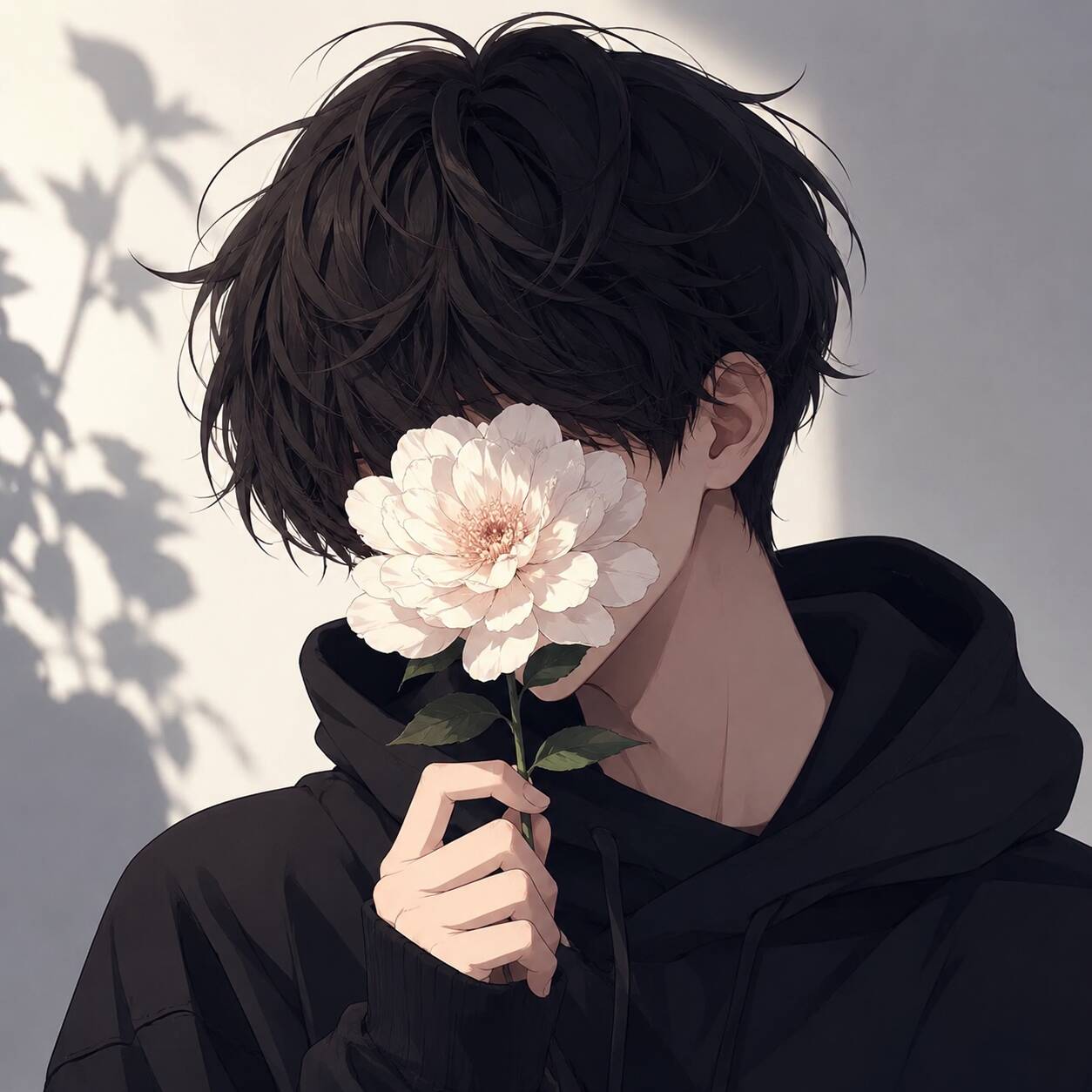 Anime Boy pfp Profile Picture with Flower