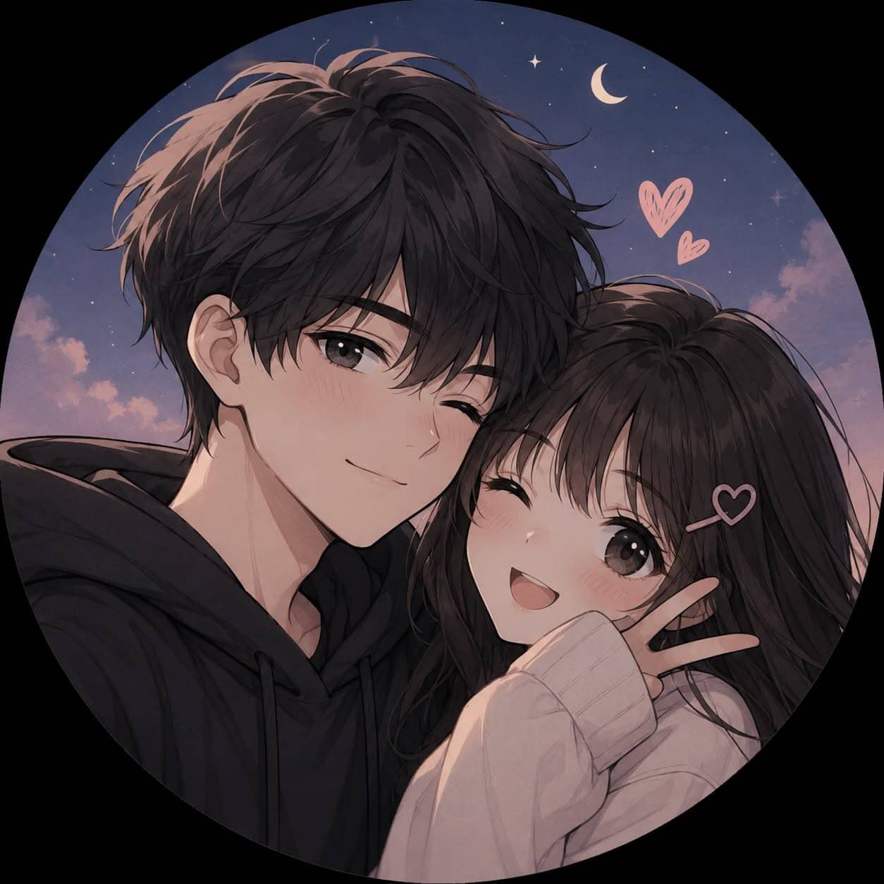 Anime Boy pfp Profile Picture with Black Hair and Smile