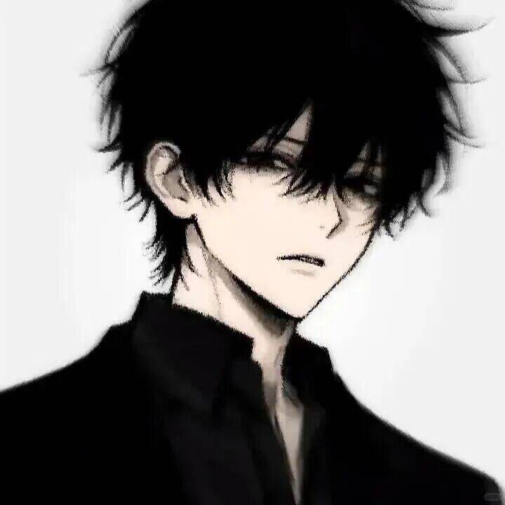 Anime Boy pfp Profile Picture with Messy Black Hair