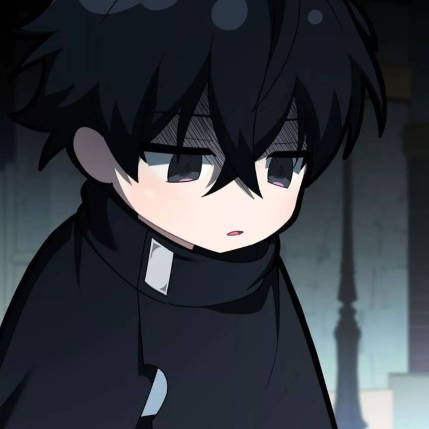 Anime Boy pfp Profile Picture with Black Hair and Sad Eyes