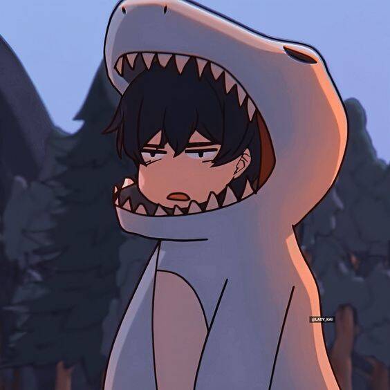 Anime Boy pfp Profile Picture in Shark Costume