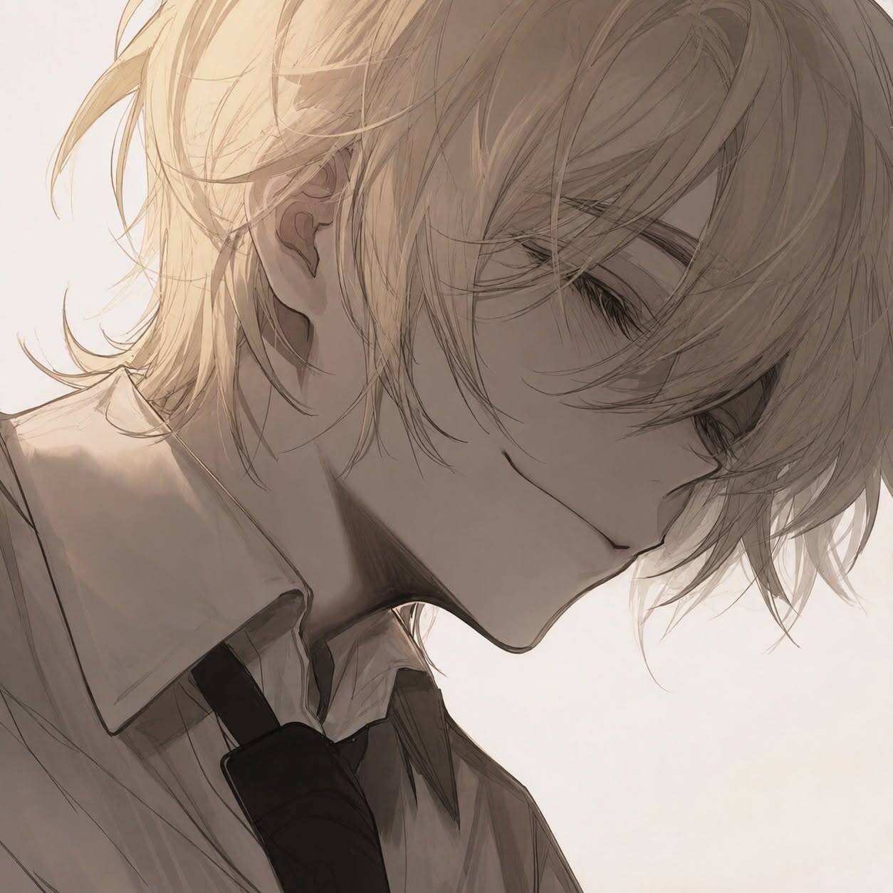 Anime Boy pfp Profile Picture with Blonde Hair and Smile