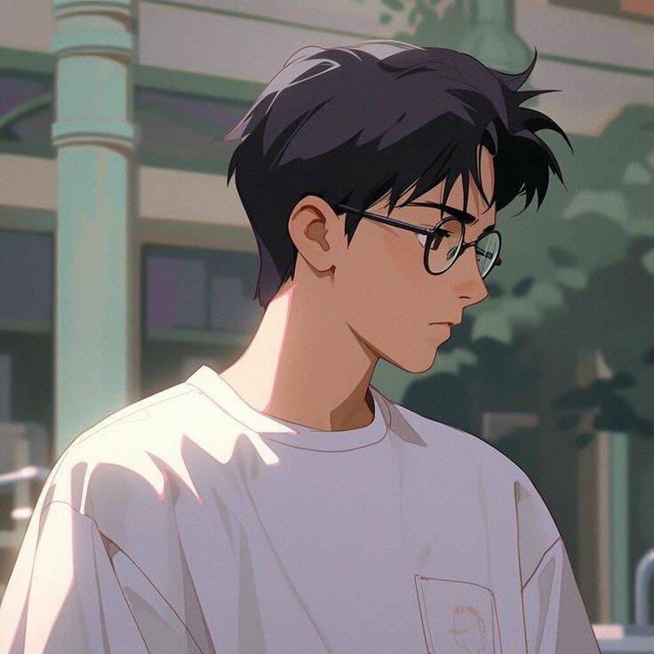 Anime Boy pfp Profile Picture with Glasses and Black Hair