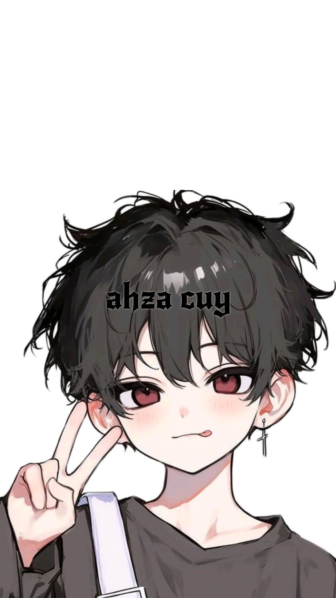 Anime Boy pfp Profile Picture with Black Hair and Red Eyes
