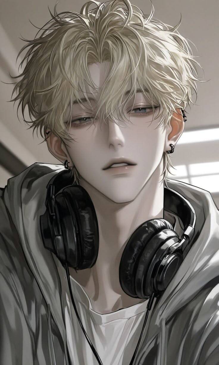 Anime Boy with Blonde Hair and Headphones pfp Profile Picture