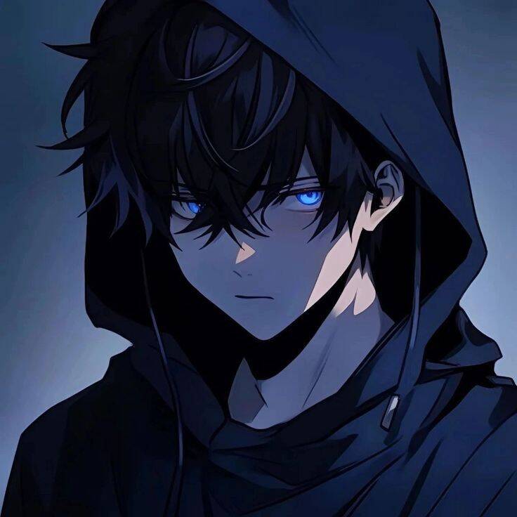 Anime Boy pfp Profile Picture with Hoodie and Blue Eyes