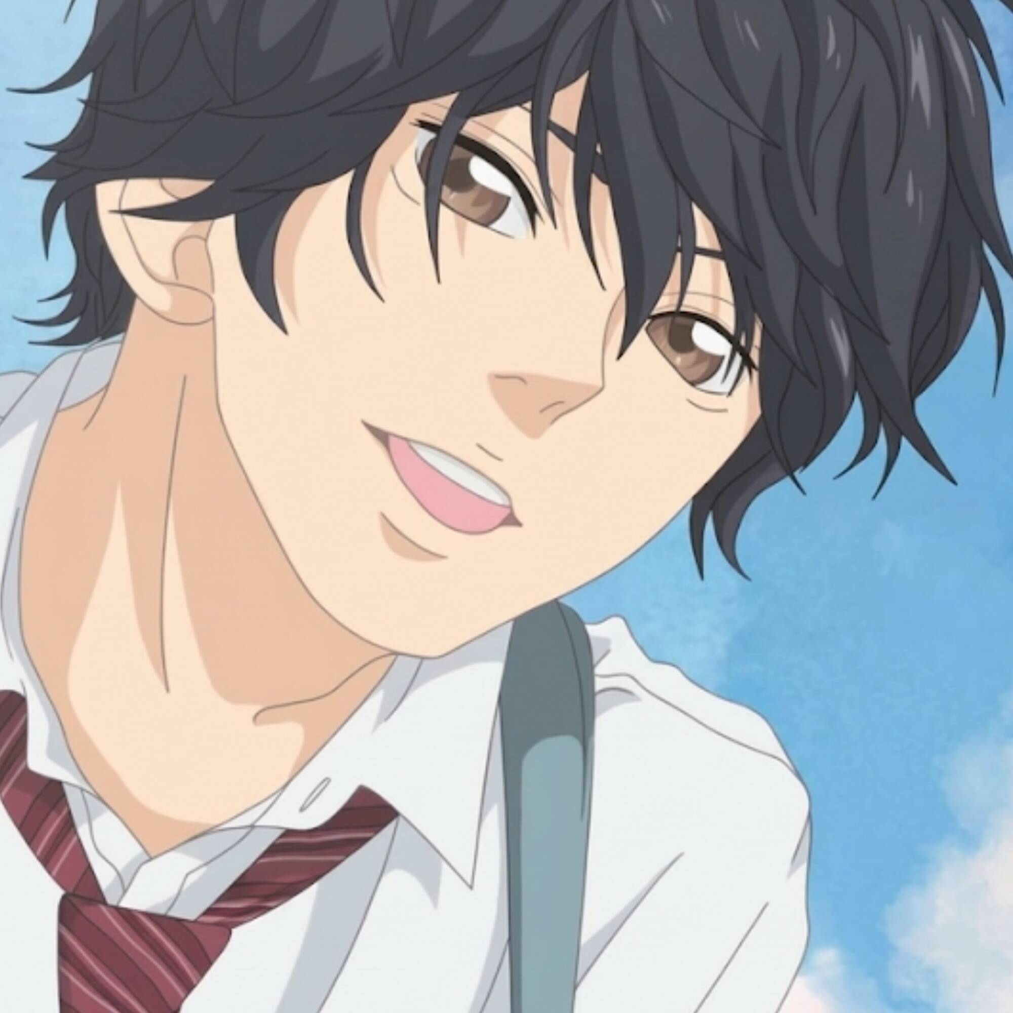 Smiling Anime Boy with White Shirt pfp Profile Picture