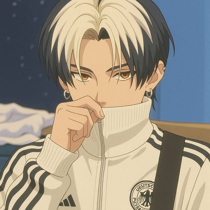 Anime Boy pfp Profile Picture with Bicolor Hair and Stylish Jacket