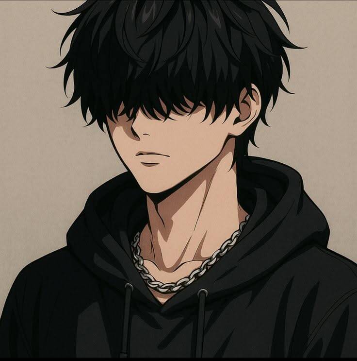 Anime Boy with Black Hair and Hood pfp Profile Picture