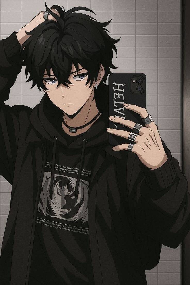 Anime Boy pfp Profile Picture with Black Hair and Urban Style