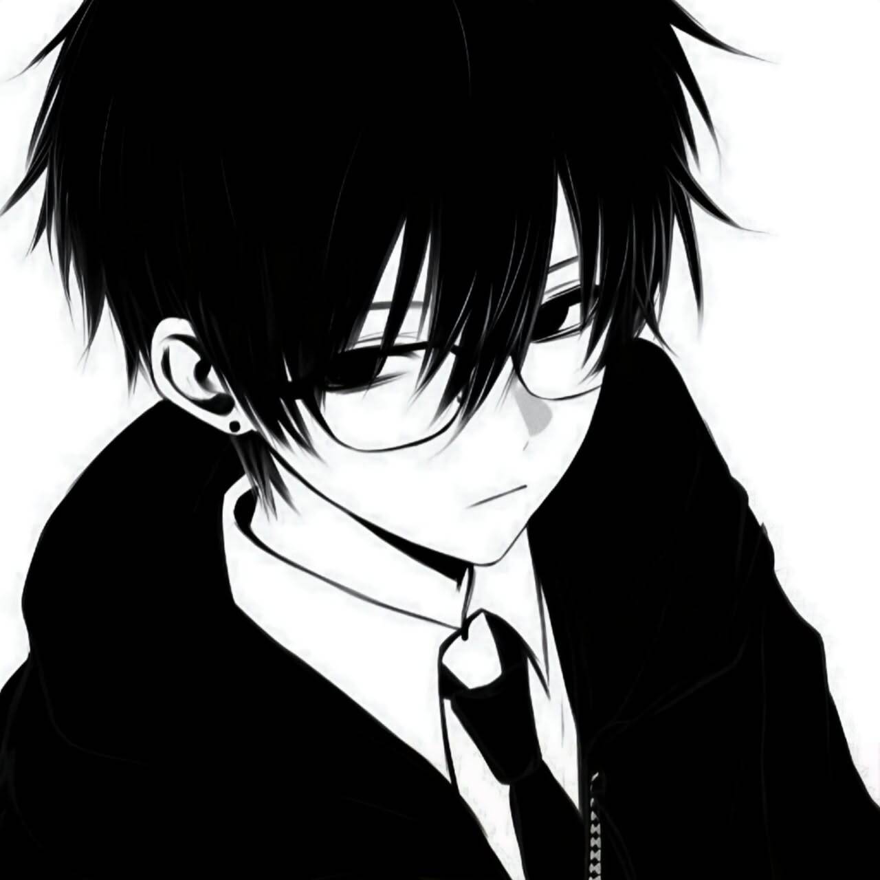 Anime Boy pfp Profile Picture with Glasses and Black Hair