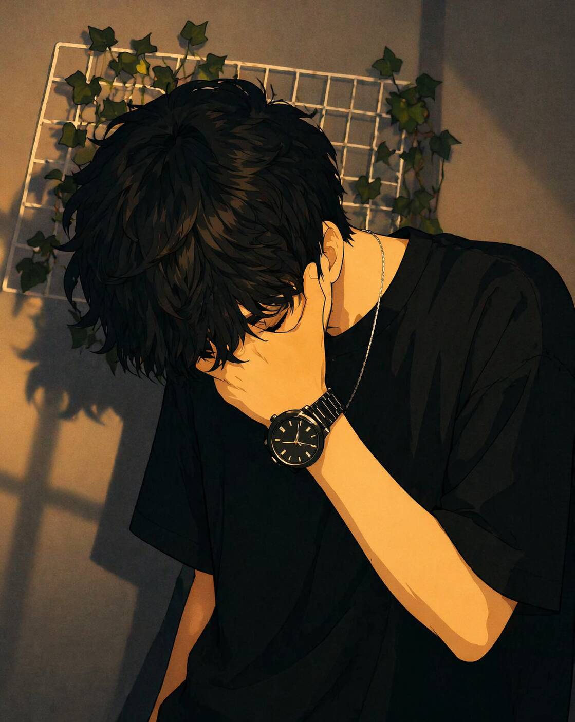Anime Boy with Hand on Face pfp Profile Picture