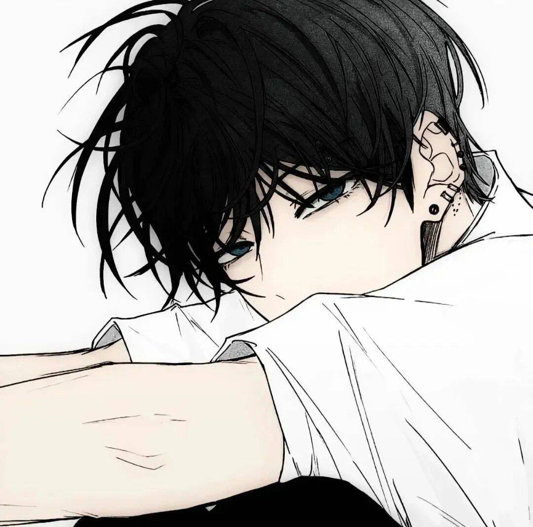 Anime Boy with Messy Black Hair pfp Profile Picture