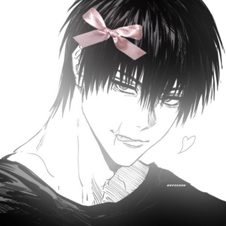 Anime Boy pfp Profile Picture with Pink Bow