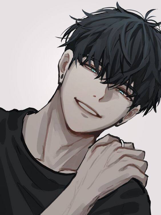 Anime Boy with Smile and Black Hair pfp Profile Picture