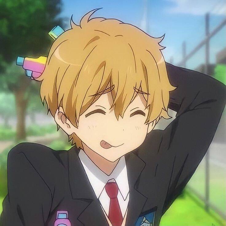 Smiling Anime Boy with Blonde Hair pfp Profile Picture