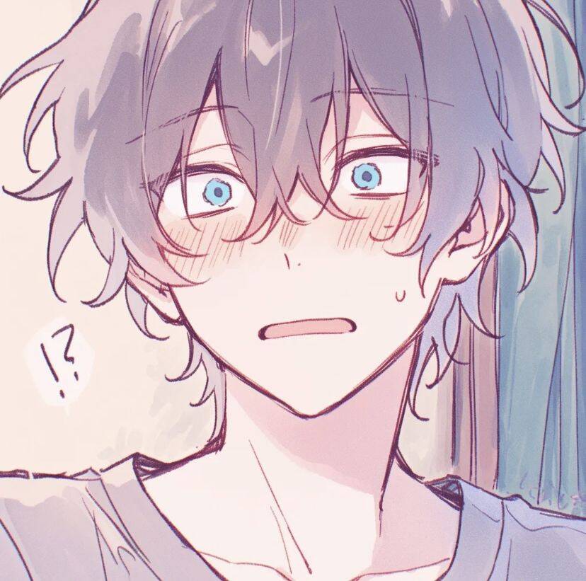 Surprised Anime Boy with Messy Hair pfp Profile Picture