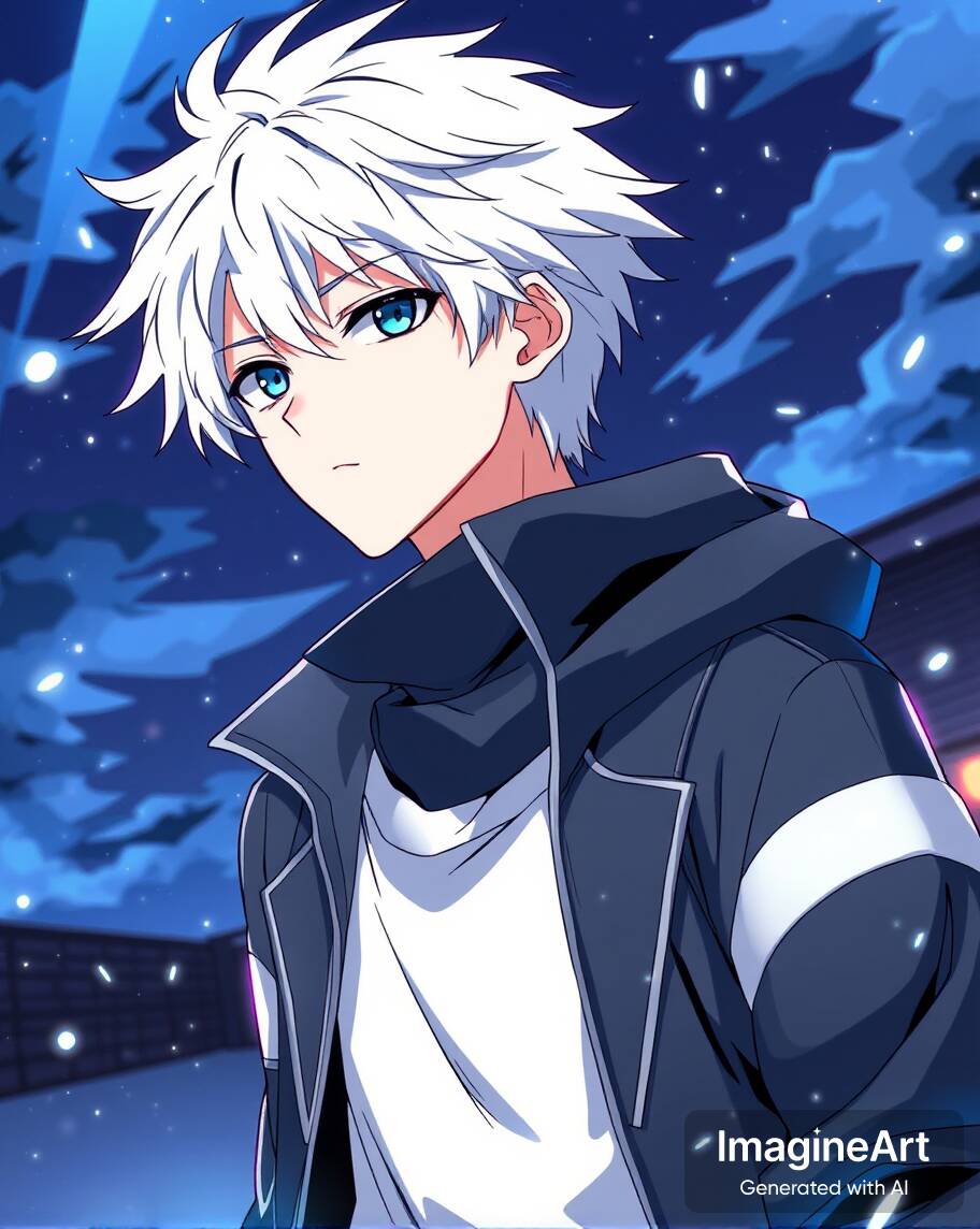 Anime Boy with White Hair and Blue Eyes pfp Profile Picture