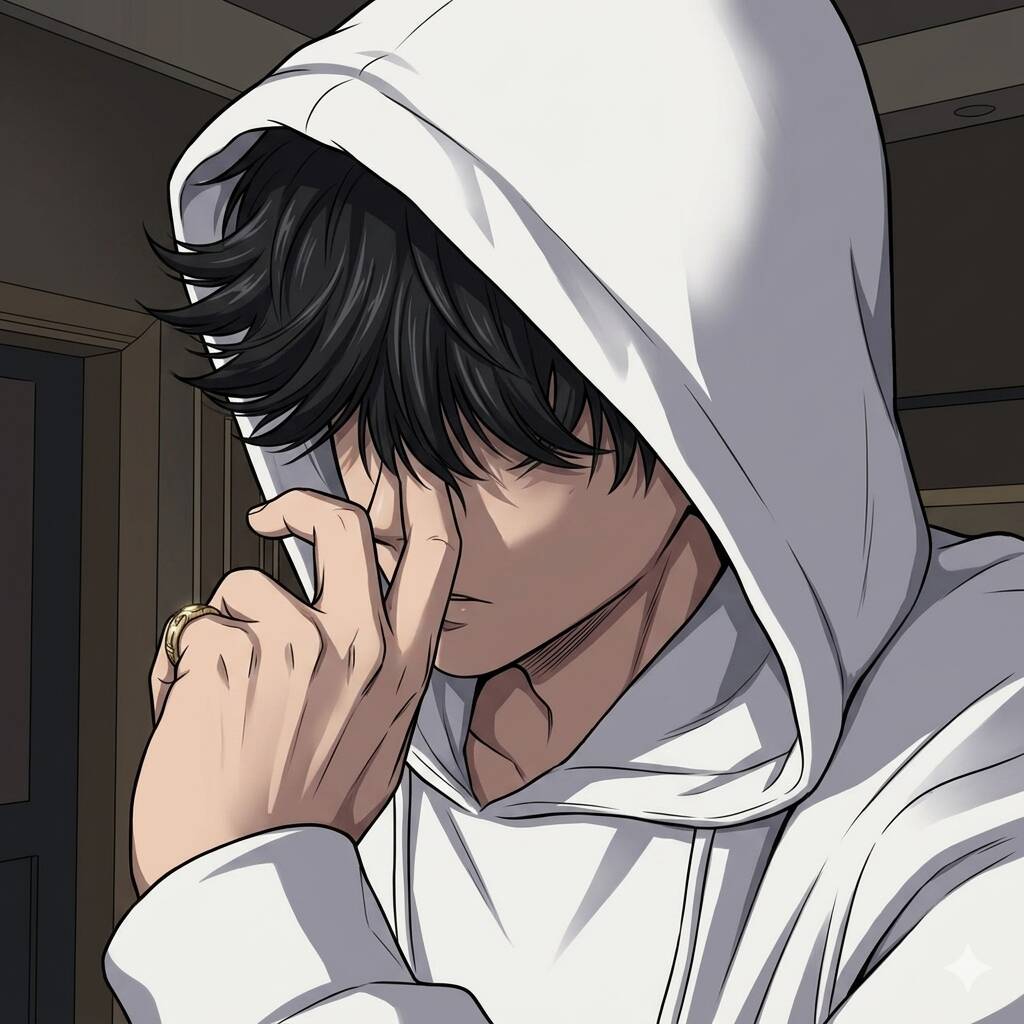 Anime Boy pfp Profile Picture with White Hoodie