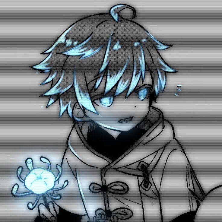 Anime Boy pfp Profile Picture with Blue Hair Boy​