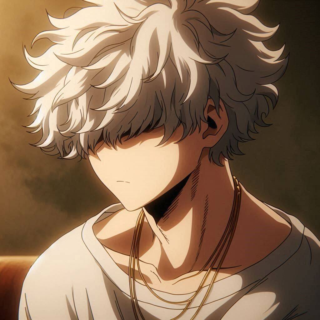 Anime Boy pfp Profile Picture with White Hair