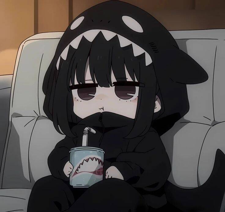 Anime pfp Profile Picture Girl with Shark Hoodie