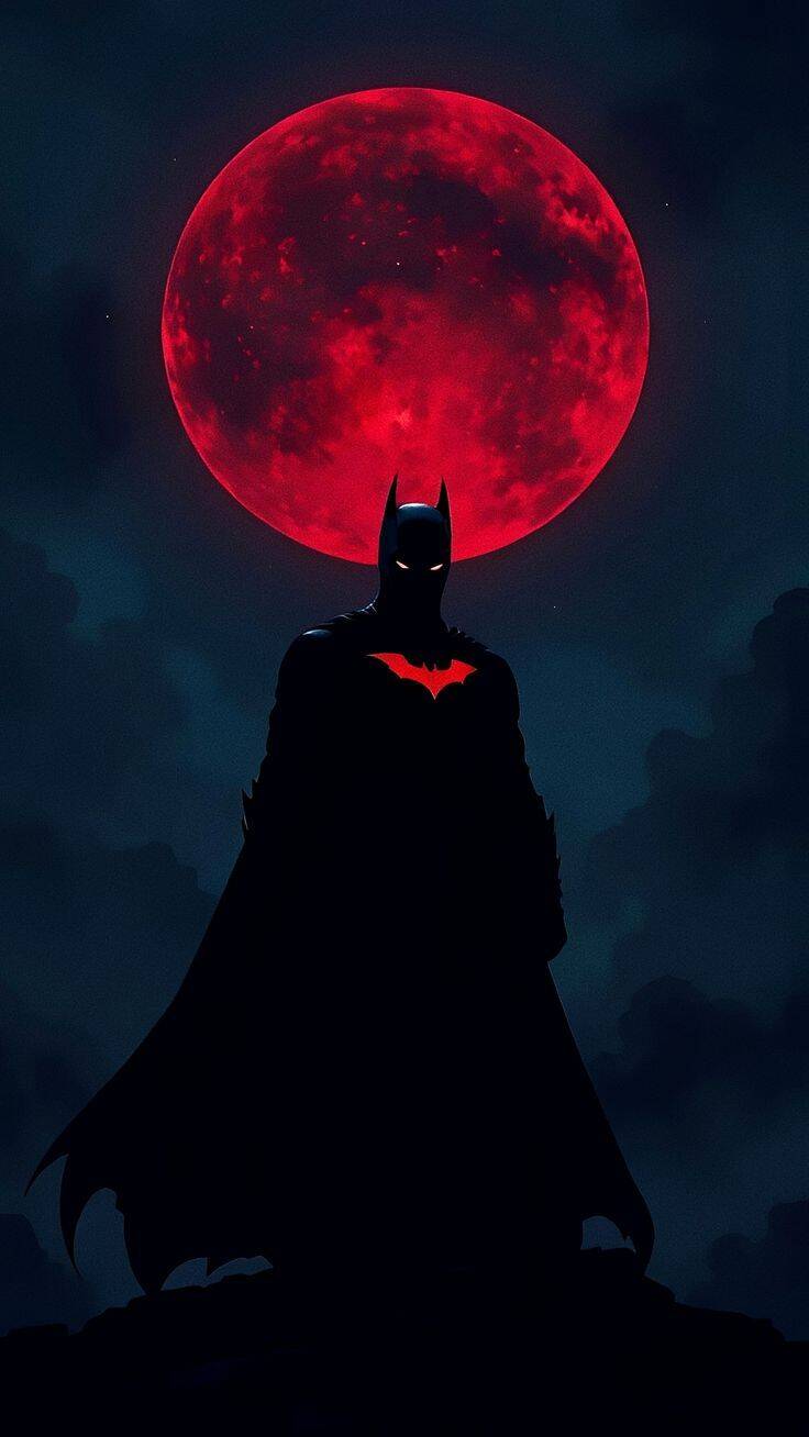 Batman pfp Profile Picture with Red Moon