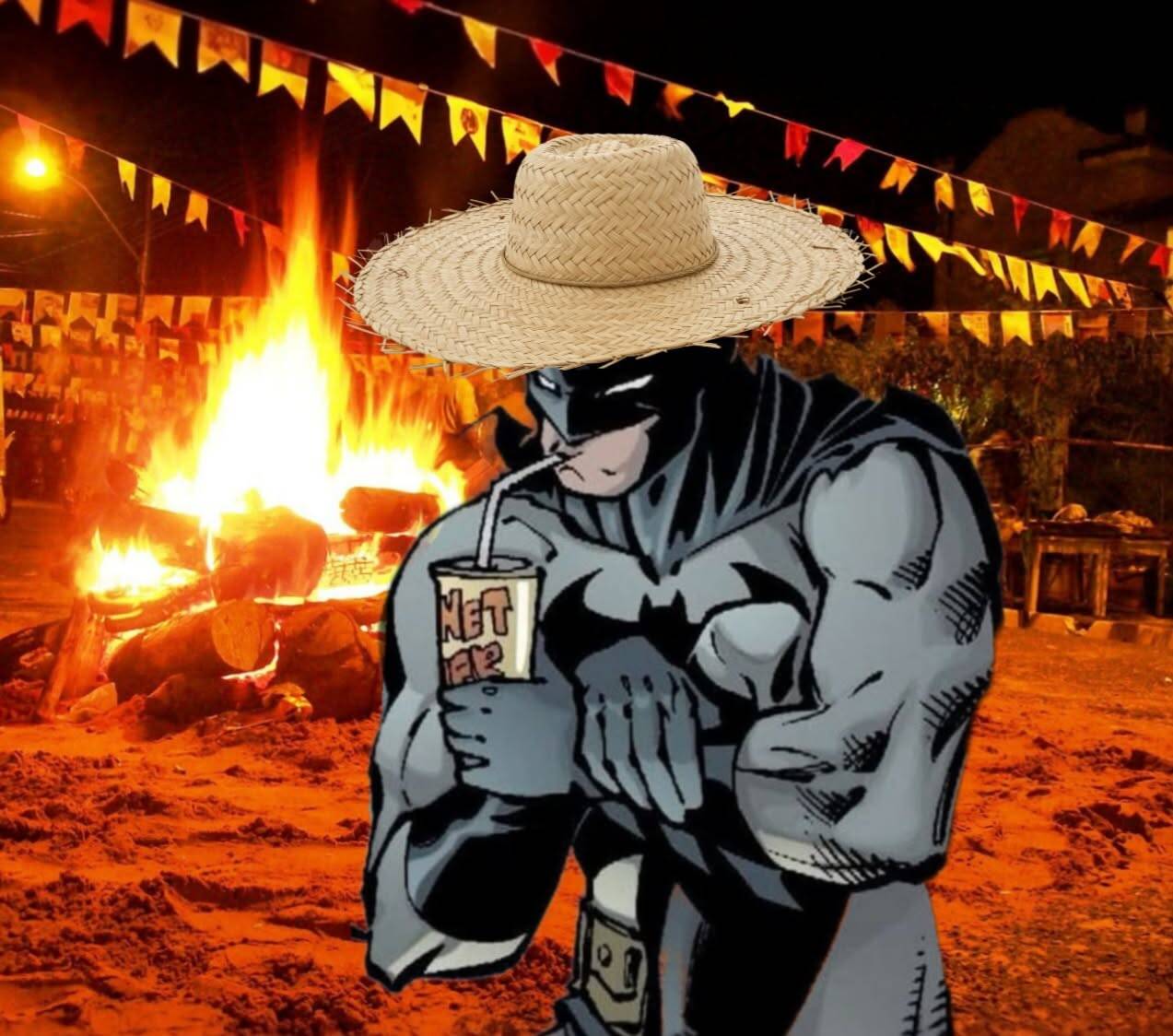 Batman pfp Profile Picture with Straw Hat at Festa Junina