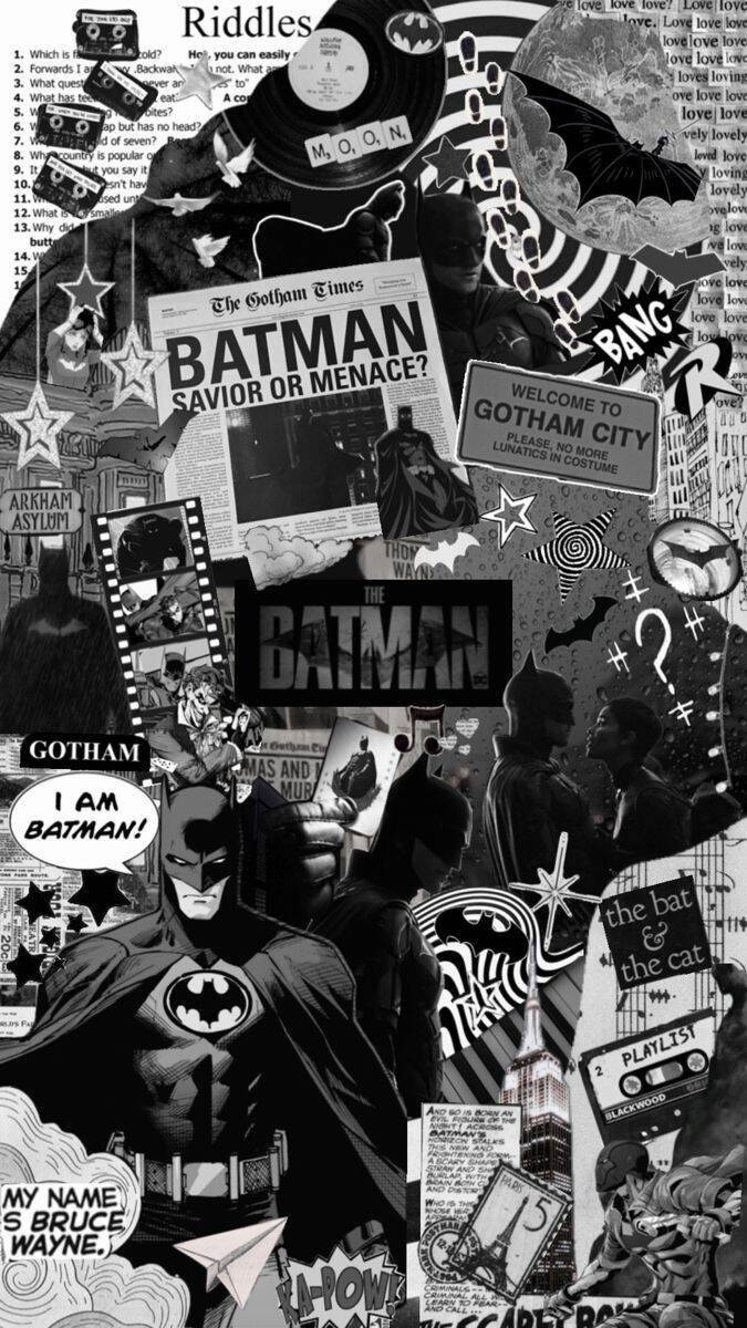 Batman pfp Profile Picture in Black and White Collage Style