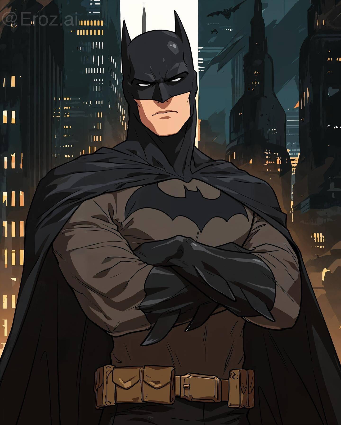 Batman with Cape and Mask in Gotham pfp Profile Picture