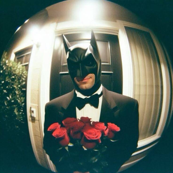 Batman pfp Profile Picture in Suit with Flowers