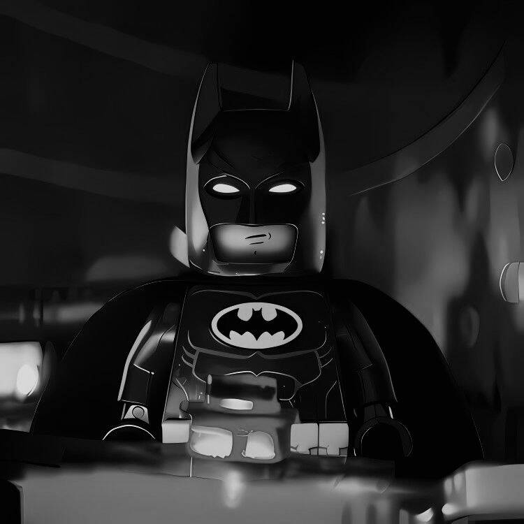 Batman Lego pfp Profile Picture in Black and White