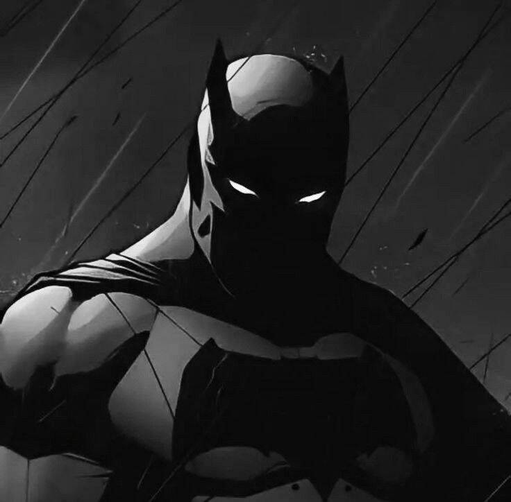 Batman pfp Profile Picture in Black and White with Intense Gaze