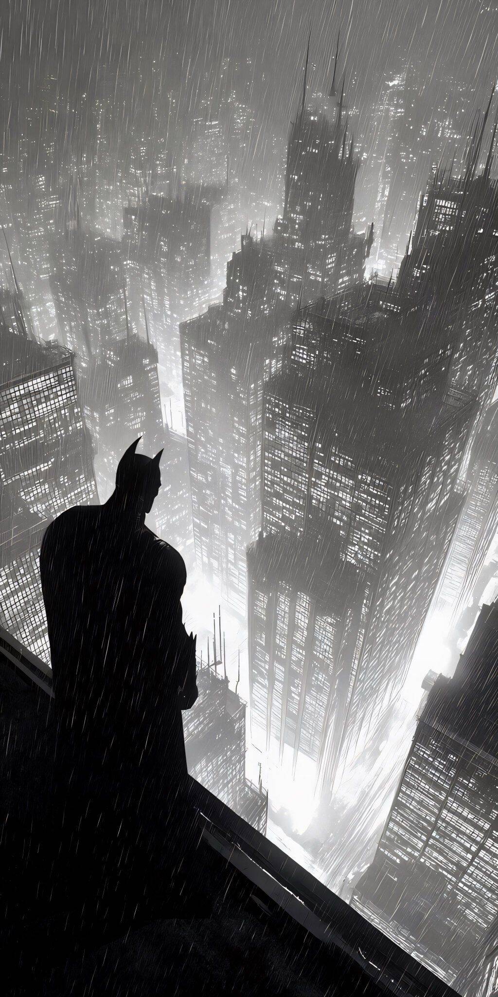 Batman Watching Gotham in the Rain pfp Profile Picture
