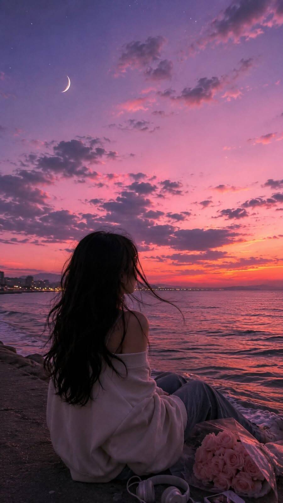 Aesthetic pfp Profile Picture at Sunset at the Beach