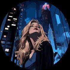 Pretty and Cute Pfp Profile Picture of Woman in Night City Aesthetic Style