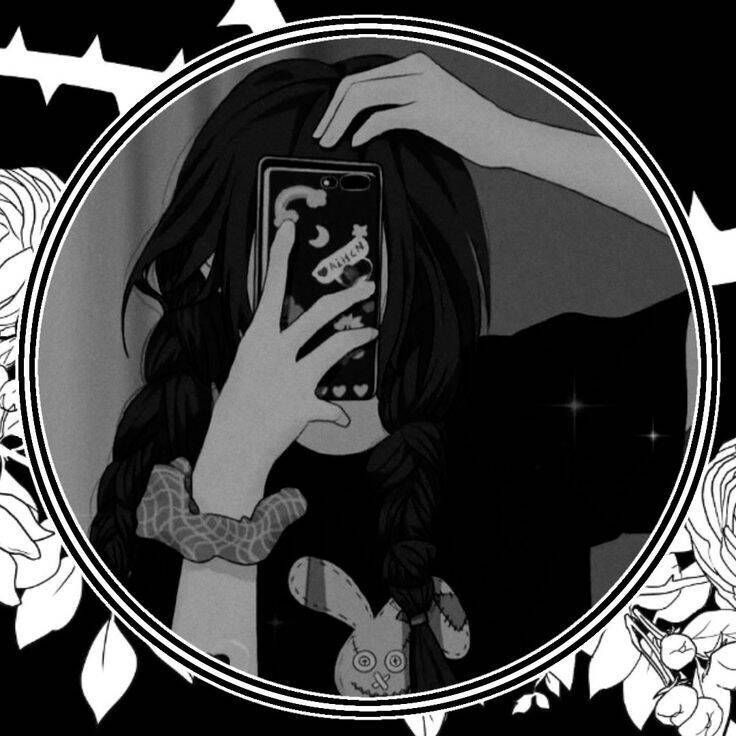 Black and White Drawing Style pfp Profile Picture for Instagram Girl​