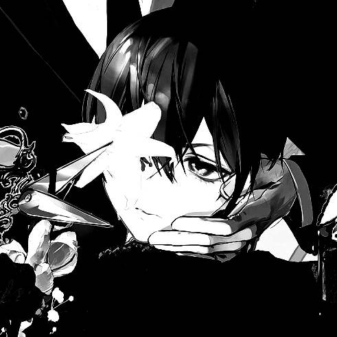 Black Profile Picture of Anime with Flower