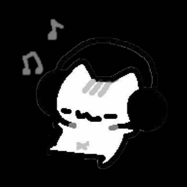 Black Profile Picture of Cat with Headphones