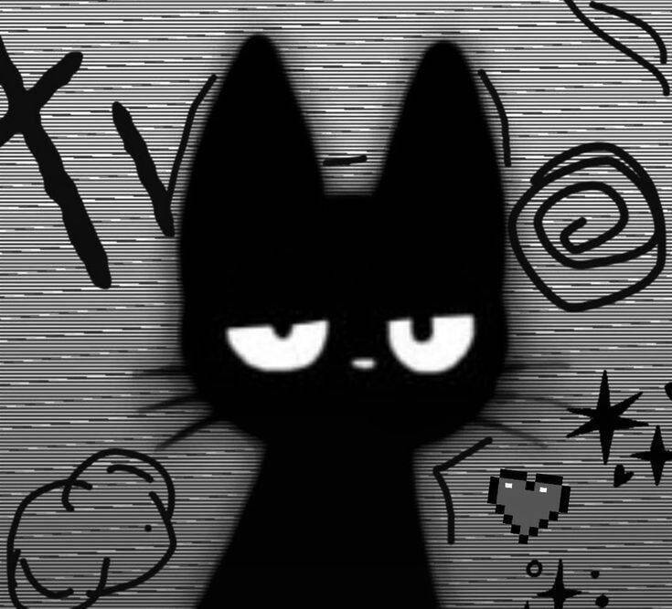 Black Profile Picture of Stylized Cat with Graphic Background