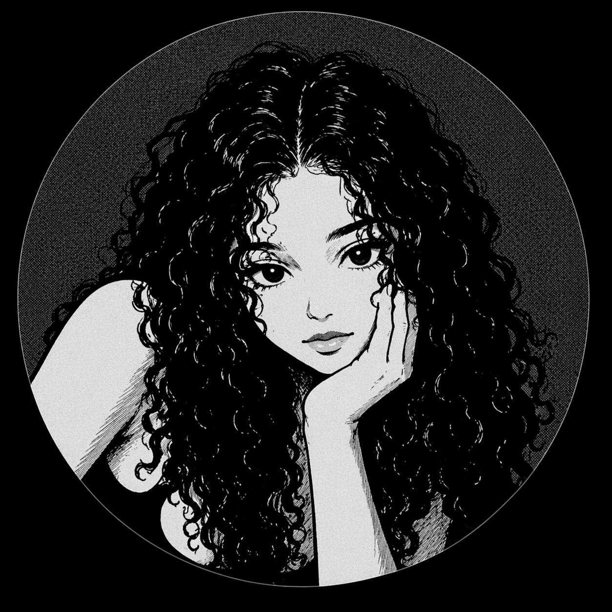 Black Profile Picture of Woman with Curly Hair and Thoughtful Expression